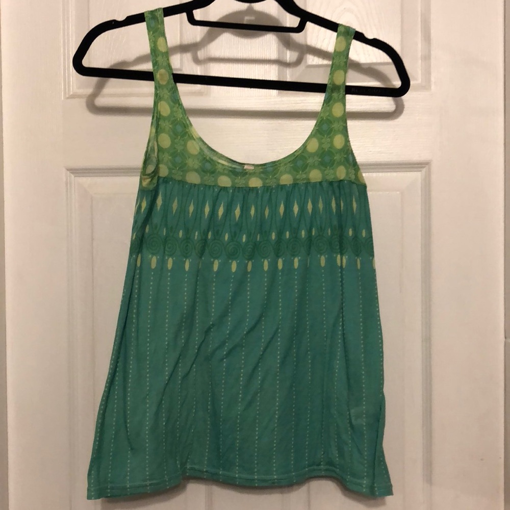 Green Patterned Cotton Tank